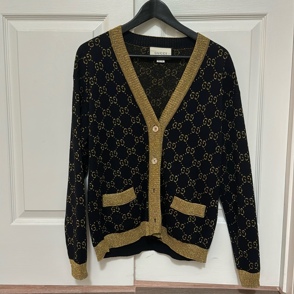Gucci women cotton lame cardigan